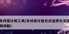 年終獎計稅工具(年終獎計稅方式選擇方法視頻講解)