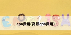 cpa費(fèi)用(高頓cpa費(fèi)用)