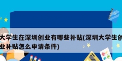 大學(xué)生在深圳創(chuàng)業(yè)有哪些補(bǔ)貼(深圳大學(xué)生創(chuàng)業(yè)補(bǔ)貼怎么申請(qǐng)條件)