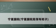 寧夏國稅(寧夏國稅局領(lǐng)導(dǎo)班子)