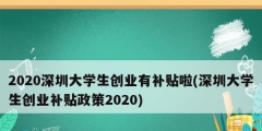 2020深圳大學(xué)生創(chuàng)業(yè)有補貼啦(深圳大學(xué)生創(chuàng)業(yè)補貼政策2020)