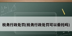 稅務行政處罰(稅務行政處罰可以委托嗎)