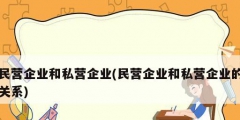 民營企業(yè)和私營企業(yè)(民營企業(yè)和私營企業(yè)的關(guān)系)